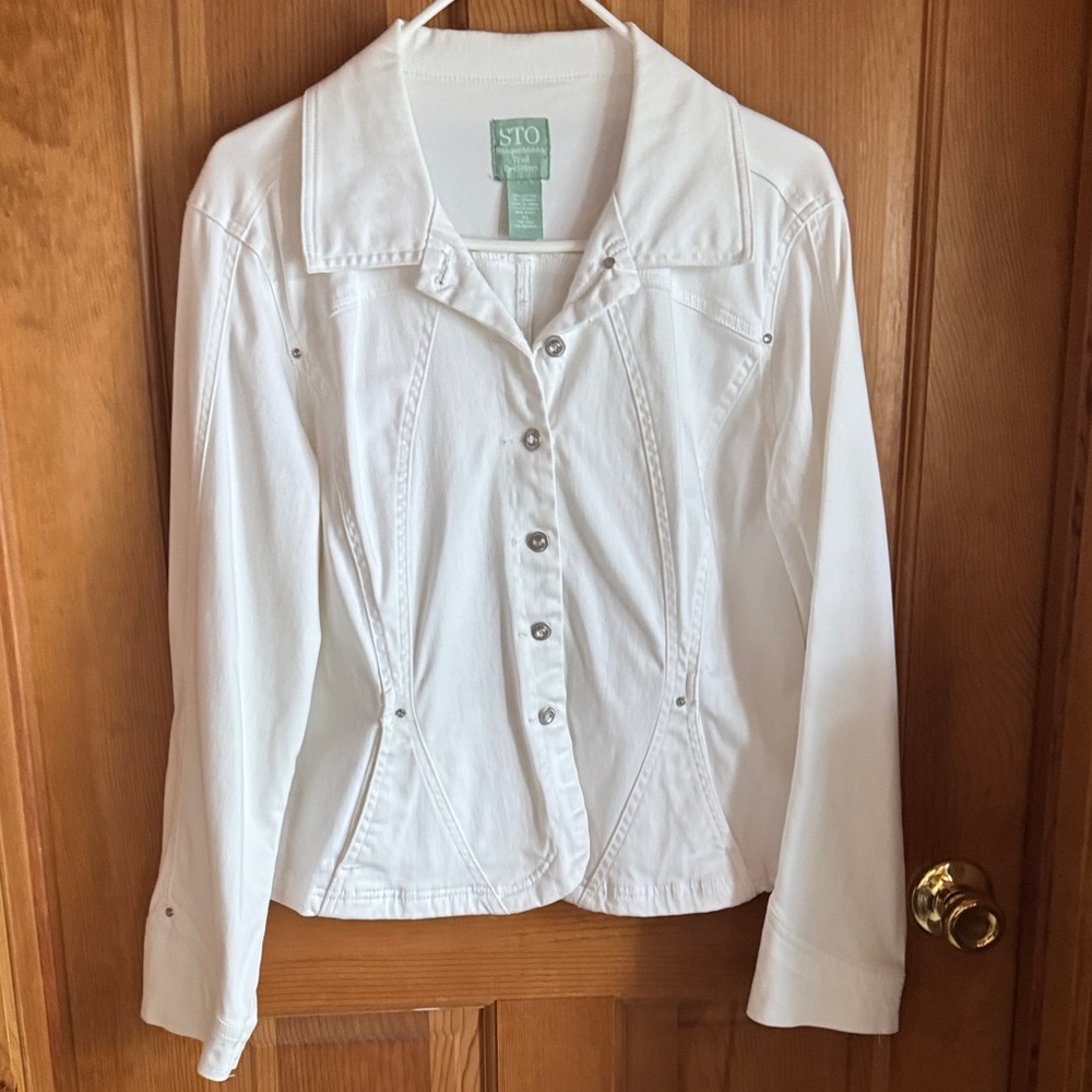 STO White Tailored Denim-Style Button dJacket